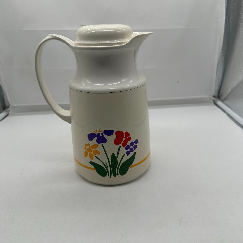 Vintage Thermos Thermal Carafe Helga 490 West Germany Flowers